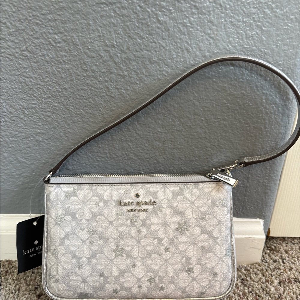 Kate Spade Gray Floral Wristlet, New with Tags